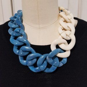 Blue and White adjustable statement necklace